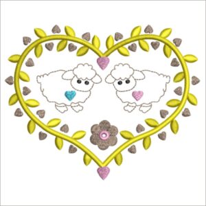 Two Sheeps in a Heart Shape