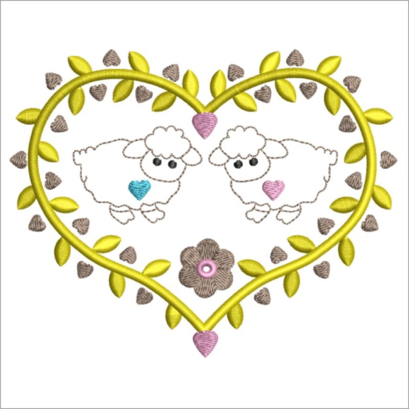 Two Sheeps in a Heart Shape